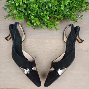 Manolo Blahnik Kitten Heel Sling Back Pointy Heels